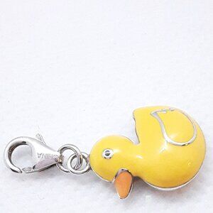 New 925 sterling silver and yellow enamel duck charm.  Lobster claw clasp.